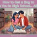 Image of a teen girl flirtatiously studying with a teen boy in a high school library setting, with overlaid text "How to Get a Guy to Like You in High School… ASAP!" and the website "myfemspiration.com".