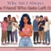 Illustration showing a woman looking sad after being socially rejected by a group of men and women Text overlaid: 'Why am I always the friend who gets left out - MyFemspiration'
