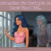A thoughtful woman looks out a window as a scowling ghostly image of her mother appears behind her. Text overlay reads: "My Toxic Mother Died During No Contact. Here's What I Felt..." and "myfemspiration.com".